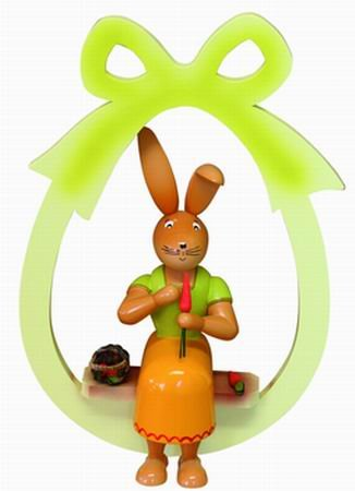 Girl Rabbit with Carrot Large Hanging Ornament by Erzgebirgische Holzkunst Gahlenz GmbH