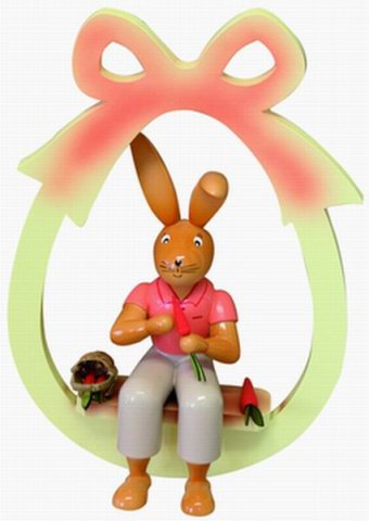 Boy Rabbit with Carrot Large Wooden Ornament by Erzgebirgische Holzkunst Gahlenz GmbH