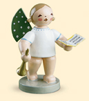 Angel with Song Book and Horn Wooden Figurine by Wendt und Kuhn