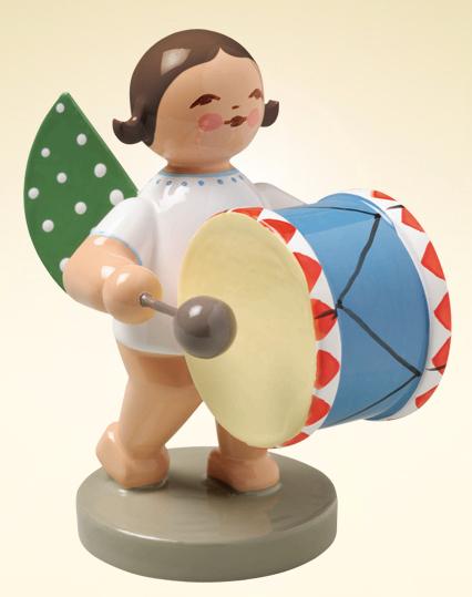 Standing Brunette Angel with Small Bass Drum made by Wendt und Kuhn