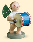 Standing Blonde Angel with Small Bass Drum made by Wendt und Kuhn