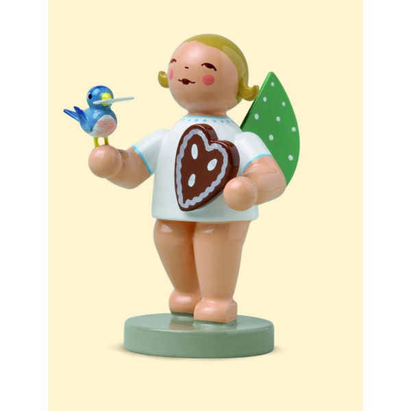 Angel with Gingerbread & Bird Wooden Figurine by Wendt and Kuhn