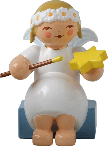 Snowflake Angel with Star, Painting Wooden Figurine by Wendt und Kuhn
