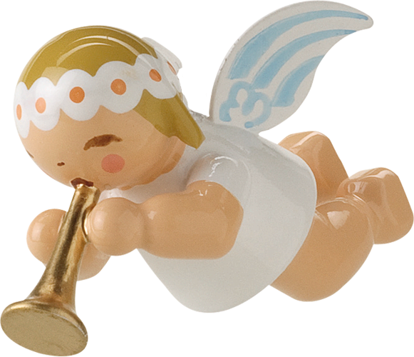 Hanging Marguerite Angel with Trumpet Wooden Ornament by Wendt und Kuhn