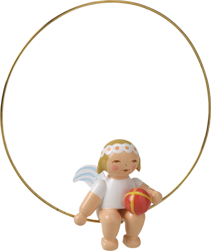 Marguerite Angel on Ring with Ball Wooden Ornament by Wendt und Kuhn