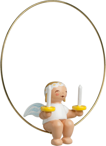 Marguerite Christmas Tree Angel on Ring with Candles Wooden Ornament by Wendt und Kuhn