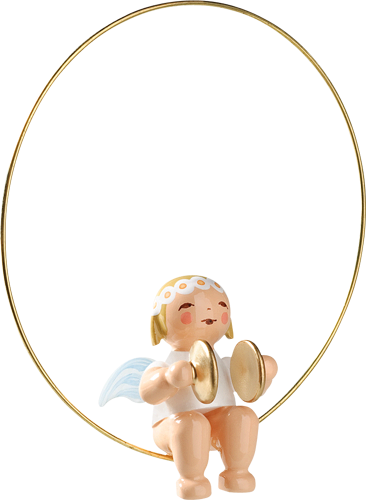Marguerite Angel on Ring with Cymbals Wooden Ornament by Wendt und Kuhn