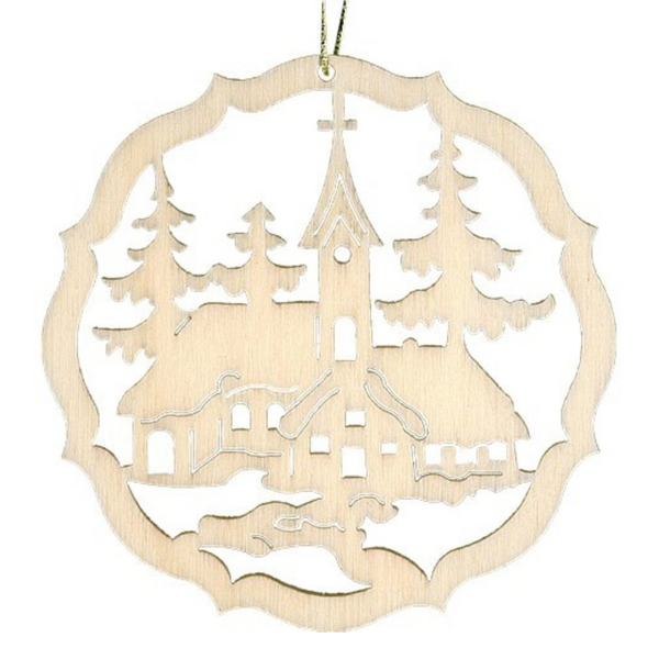 Wood Scroll Circle Frame Ornament by Lenk and Sohn