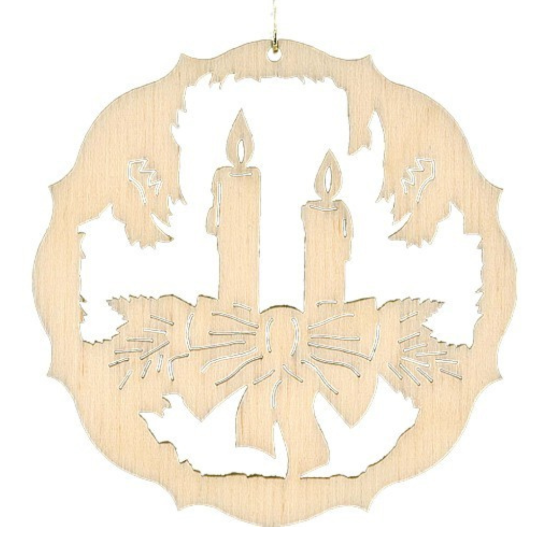 Wood Scroll Circle Frame Ornament by Lenk and Sohn