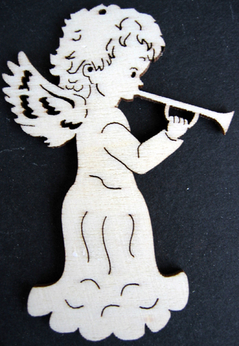 Angel with Trumpet Wood Ornament by Wandera GmbH