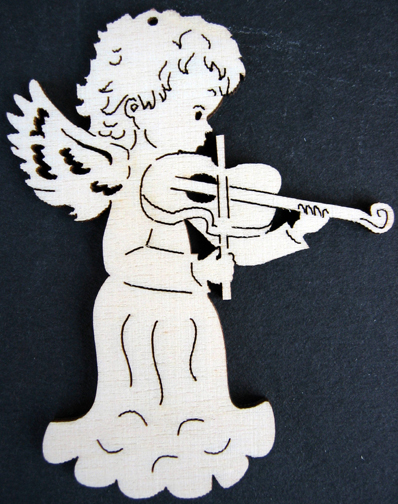 Angel with Violin Wood Ornament by Wandera GmbH