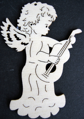 Angel with Guitar Wood Ornament by Wandera GmbH