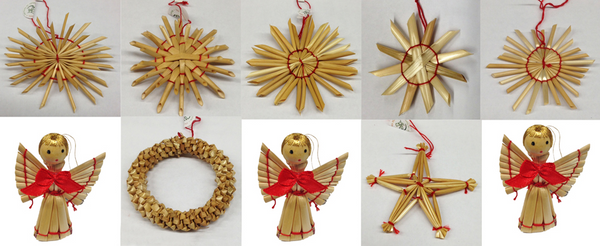 Set of 10 Straw Ornaments by Wandera GmbH