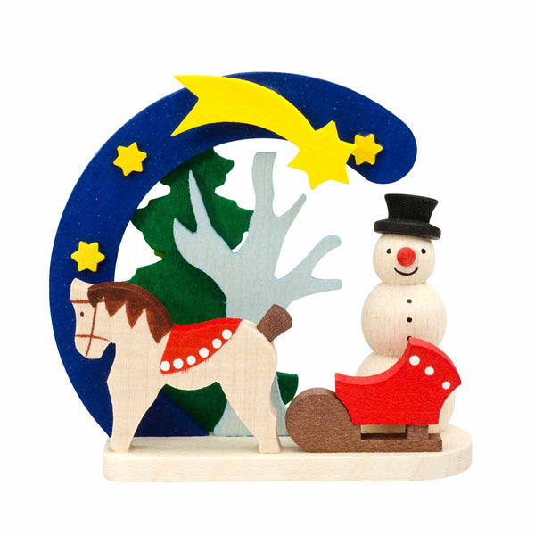 Arch Snowman with horse Ornament by Graupner Holzminiaturen