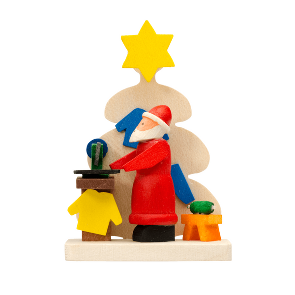 Tree Santa w/sewing machine ornament by Graupner, German made