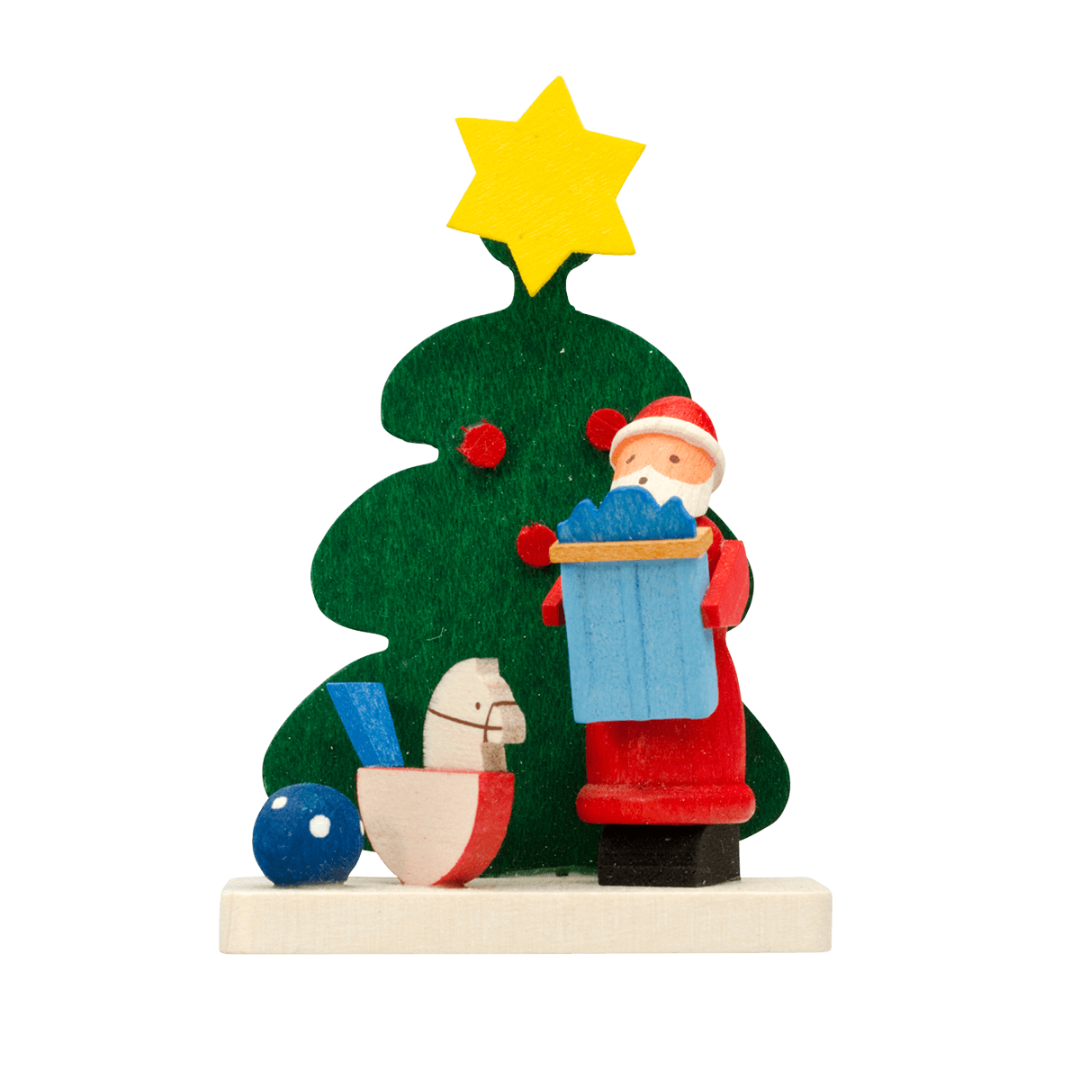 Tree Santa with rocking horse Ornament by Graupner Holzminiaturen