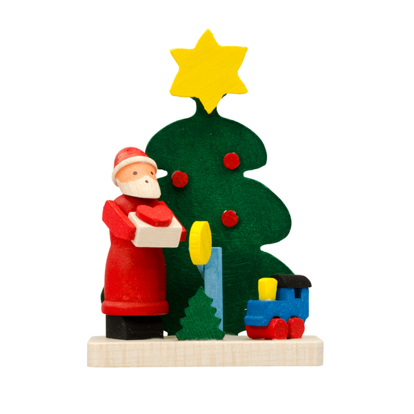 Green Tree with Santa and Train Ornament by Graupner Holzminiaturen