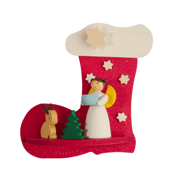 Boot Angel with rabbit Ornament by Graupner Holzminiaturen