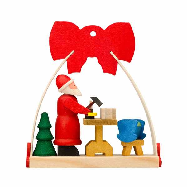 Santa's Workshop with Bow, Ornament by Graupner Holzminiaturen