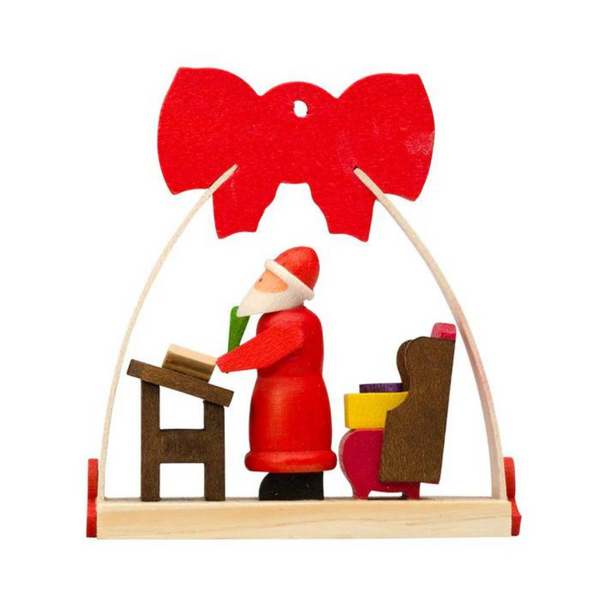 Santa Claus with List Under Bow Arch, Ornament by Graupner Holzminiaturen