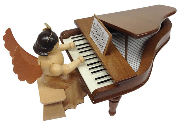 Angel Playing the Piano Wood Figurine by Kuhnert GmbH