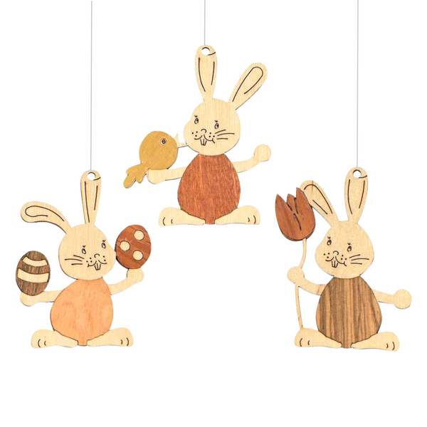 Assorted Wood Rabbit Ornaments by Kuhnert GmbH