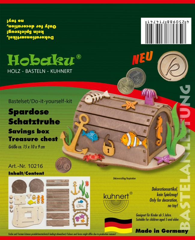DIY Kit, Treasure Chest Coin Bank by Kuhnert GmbH