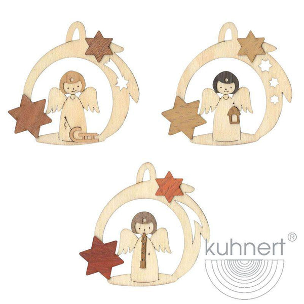 Assorted Wooden Angel, Flute Under Arch Ornaments by Kuhnert GmbH