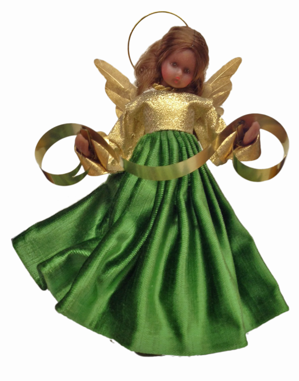 Wax Black Angel with Green & Gold Dress by Margarete & Leonore Leidel in Iffeldorf