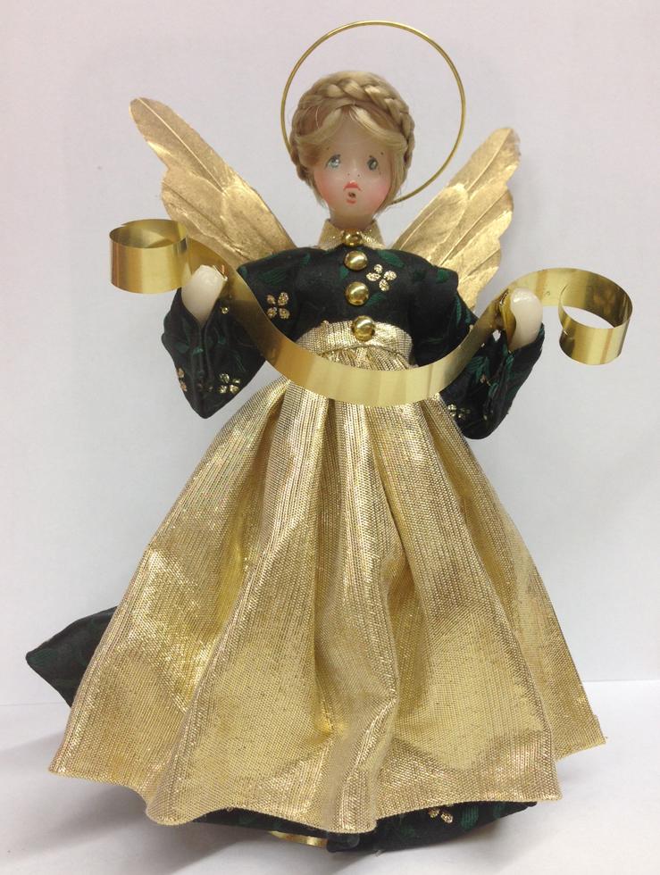 Black and Green Dress with Gold Apron Wax Angel by Margarete and Leonore Leidel in Iffeldorf