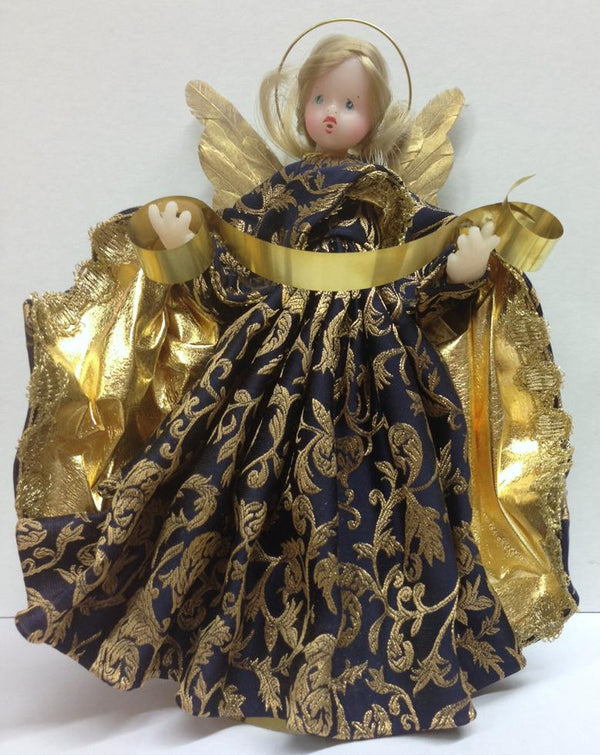 Blue with Gold Brocade Wax Angel by Margarete and Leonore Leidel in Iffeldorf