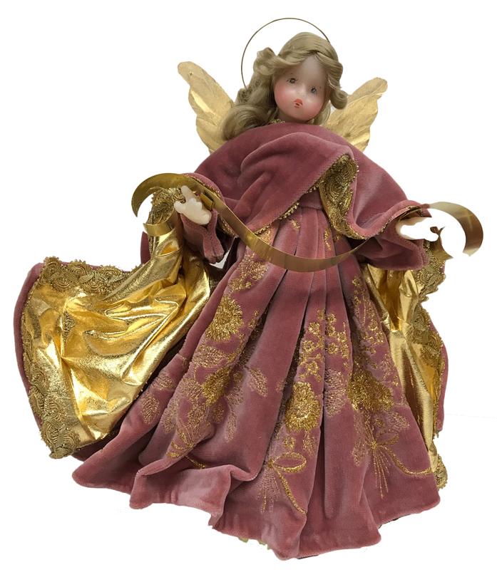 Pink Embroidered Fabric Wax Angel by Margarete & Leonore Leidel in Iffeldorf