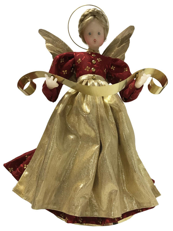 Angel with Braid in Red Dress with Gold Apron by Lenore Leidel in Iffeldorf