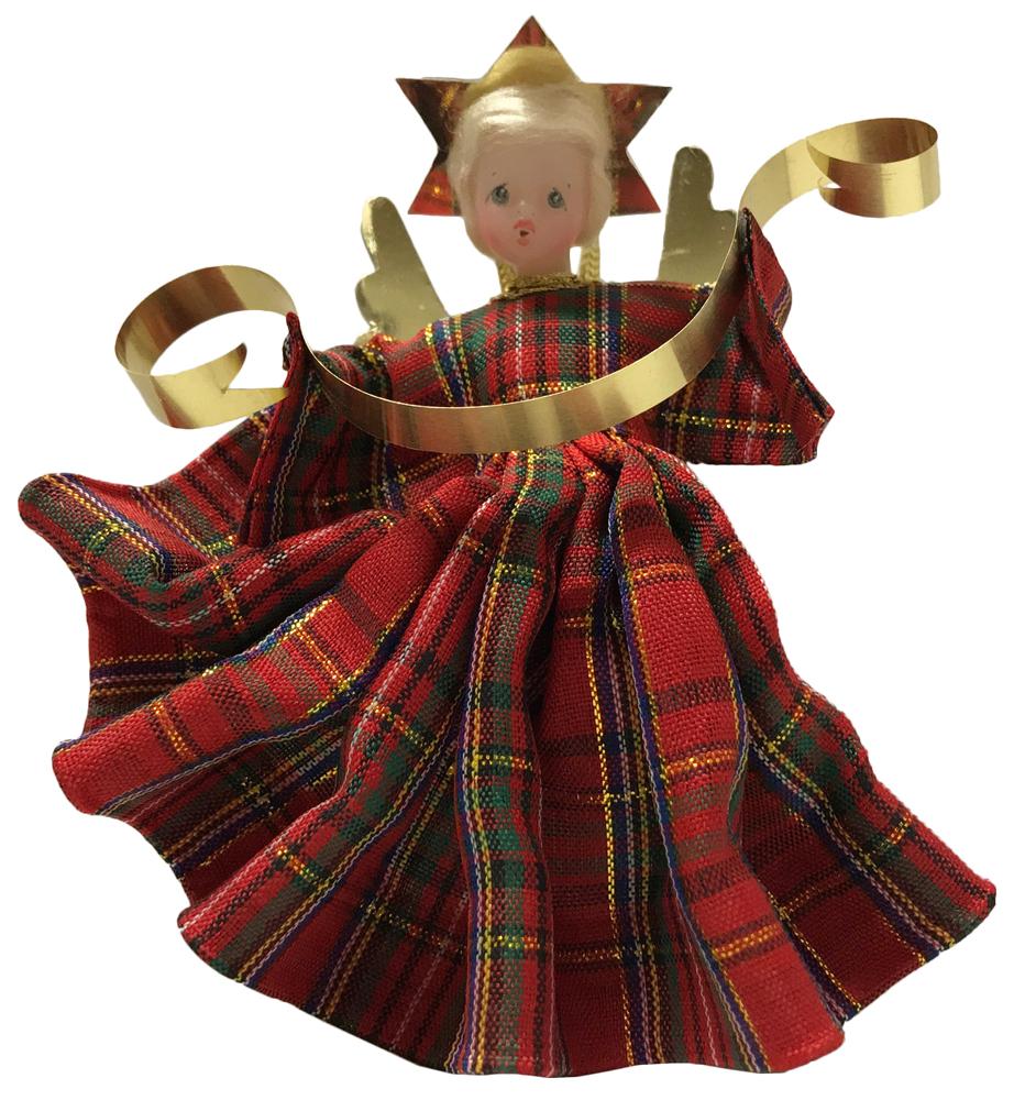 Angel in Red Plaid Dress Ornament by Lenore Leidel in Iffeldorf
