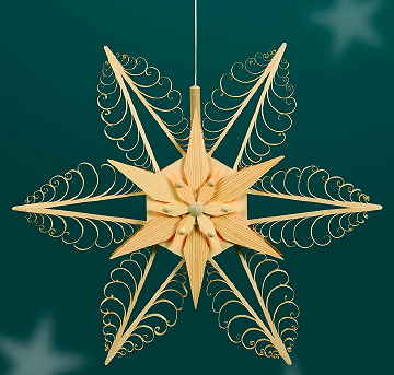 Illuminated Hanging Star, 52cm, with 6 flat curl trees by Martina Rudolph